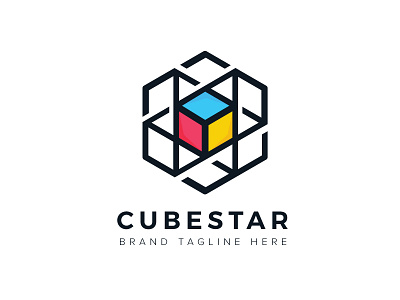 Cube Star Logo box creative cube hexagon logo star