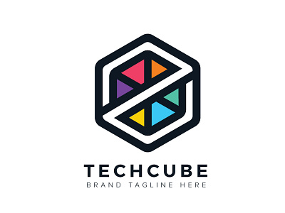 Techcube Logo box creative cube hexagon logo simple