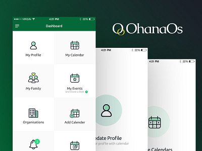 Ohana Os app clean dashboard minimalist mobile app simple ui