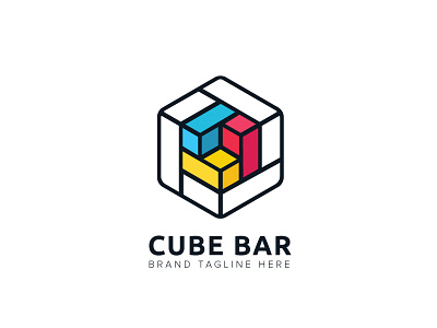 Cube Bar Logo agency bar business creative cube finance logo stats