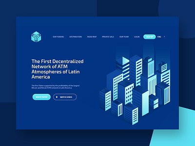 Corp Ico Landing atm blockchain clean creative cryptocurrency icon landing illustration isometric minimalist simple vector web design website