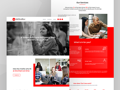 Reed & Willow website design business creative design layout minimal website recruitment agency red color simple webdesign website