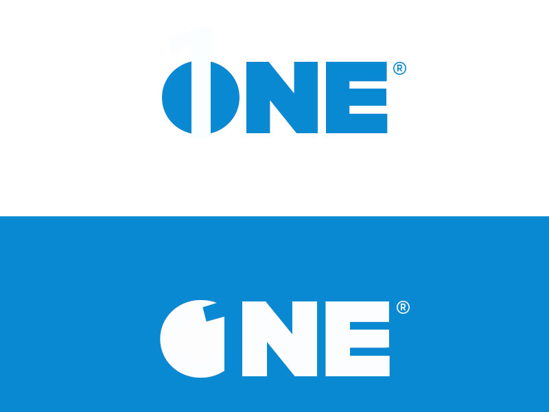 One negative space branding graphic design logo