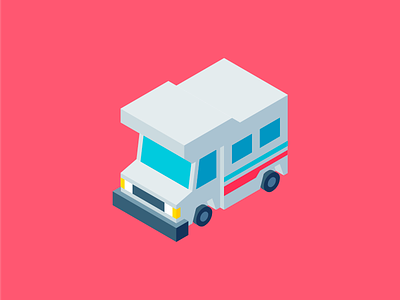 Isometric Mobile Home bold camper camping car colors flat illustration iso isometric perspective shaded vehicle