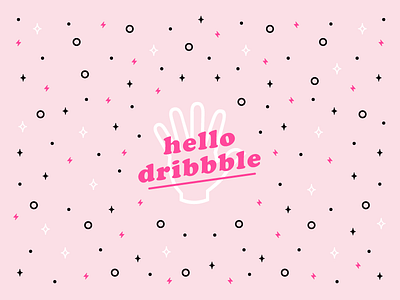 Hello, Dribbble! black cooper black debut hello lightning magic minimalism pattern pink stars typography wingdings
