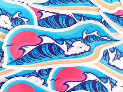 Santa Cruz Wave art clean lines illustration illustrator logo ocean santa cruz sketch sticker tac vector wave logo waves wavey