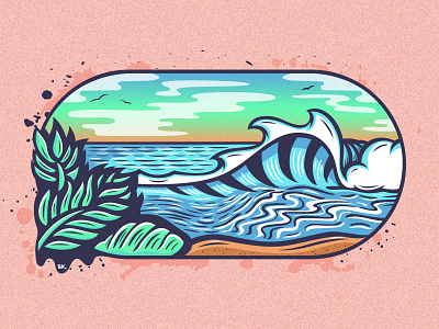 The Paradise Portal 🍍 aloha illustration illustrator ocean paradise surf surfing tropical vector wave waves