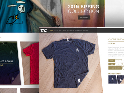 Product pages for new TAC Apparel website