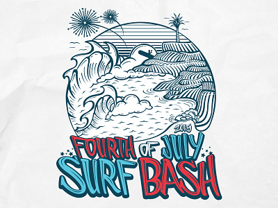 4th of July Surf Bash artwork 4th art beach friday illustration illustrator july of sand surf bash vector wave