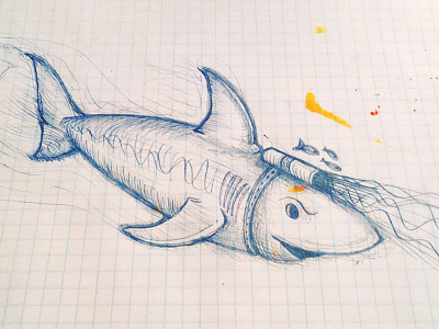Sharks and fricken laser beams fricken illustration laser beam pencil shark sketch