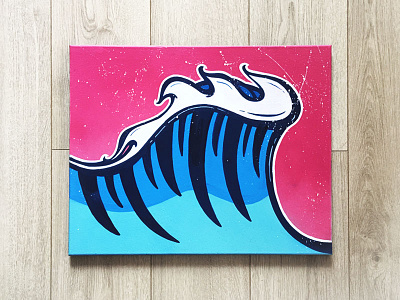 Canvas tube acrylic art barrel canvas design surfing tube wave