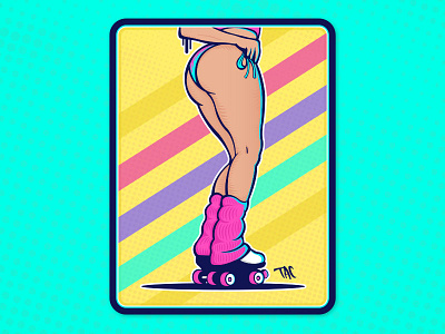 Nice skates 80s babe illustration retro rollerbabe rollerskates vector