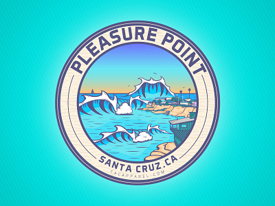 Pleasure Point Santa Cruz, California pleasure point santa cruz surfing vector wave waves