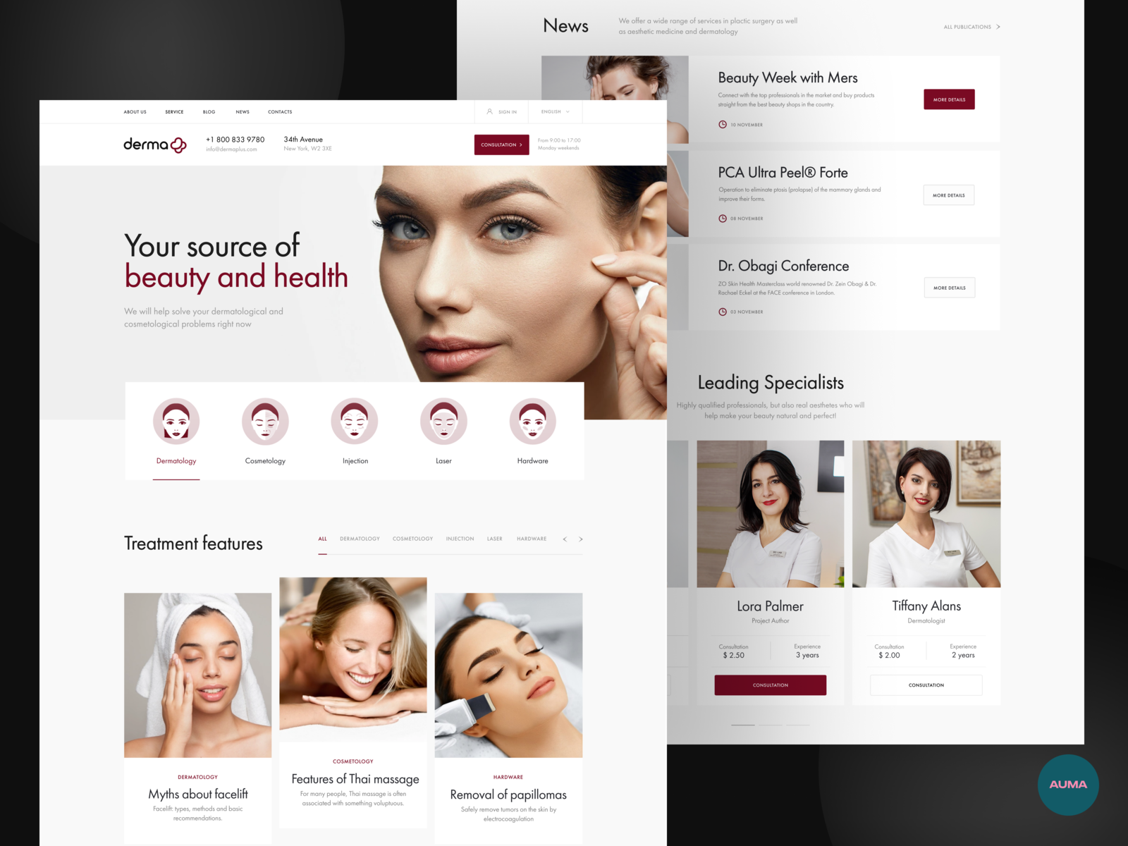 Derma Plus Website by Auma Design on Dribbble