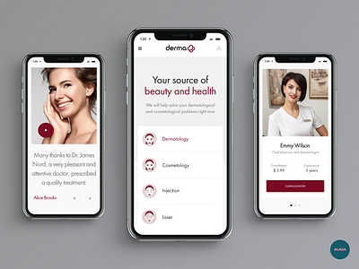 Derma Plus Mobile Website adaptive design app clinic health landing page minimal mobile ui ux web web design website design