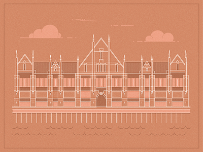 Trading house buildings historical architecture illustration vector