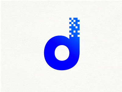Logo with pixels blue d logo