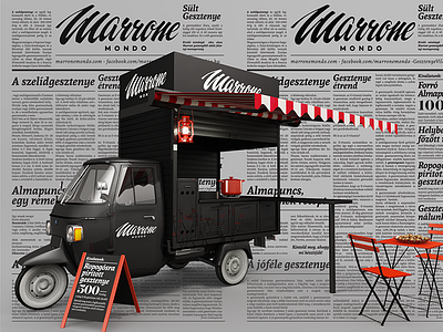 Marrone Mondo 3d model chestnut food truck newspaper roasted vespa ape