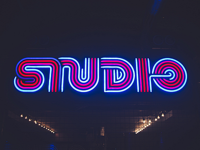 Studio Logotype Neon club lettering light logotype neon retro studio