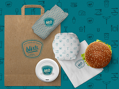 Blisss Packaging & Pattern bistro restaurant burger icon packaging pattern pictogram symbol wrapping