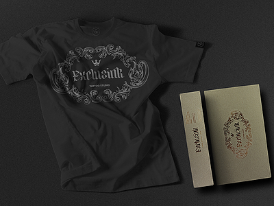 Exclusink T-shirt and packaging crown fraktur logo design ornaments t shirt tattoo typography