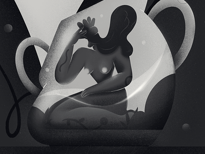 Lady Noir black and white character illustration design elegant film noir illustration procreate woman