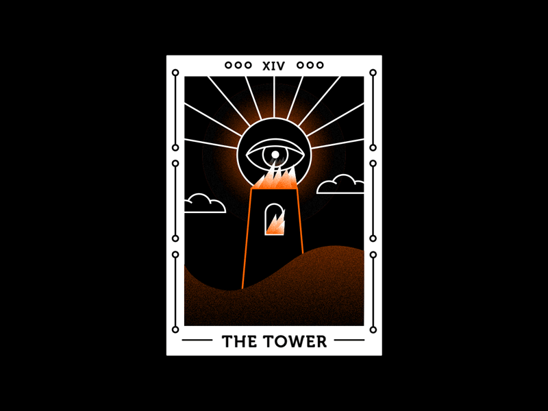 Spooky – Mixedpartsbrief 005 after effects design fire halloween illustration loop mixedpartsbrief spooky tarot card texture the tower