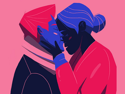🖤 Affection 🖤 affection color blocking couple digitalpainting hug illustration ipad kiss lisamariaprantl love procreate