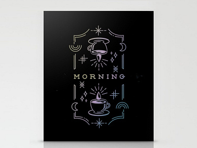 Mystic Coffee Cards coffee illustration moon mystic neon rainbow stars