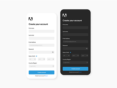 Sign Up Screen For Adobe. interaction design ui ui design userinterface ux