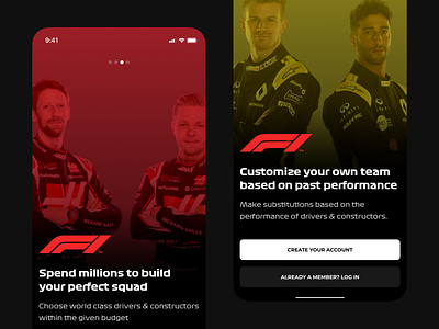 F1 Onboarding Concept branding design f1 formula1 graphic design sport ui ui design userinterface ux