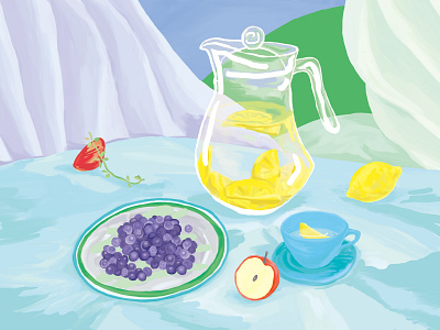 Lemon water & Blueberry