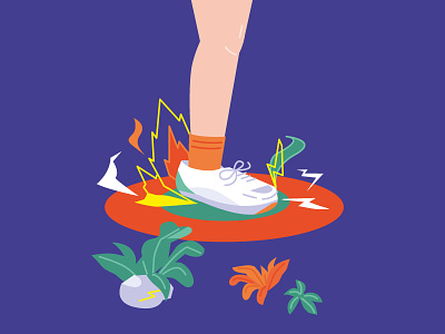 Bump bump clonk energy illust illustration running shoes sneakers thud thump