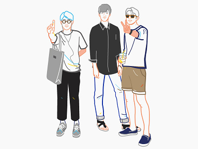 My brother and his friends 2d brother drawing friends illust illustration illustrator line potrait vector