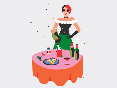 Glorious Party 2 (Party for me) black design drawing flat girl illustration illustrator party vector woman