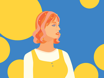Between Yellow and Blue blue circle drawing face hair illustration tension vector woman yellow