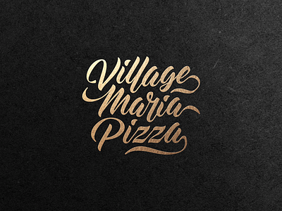 Village Maria Pizza cursive lettering logotype typography wordmark