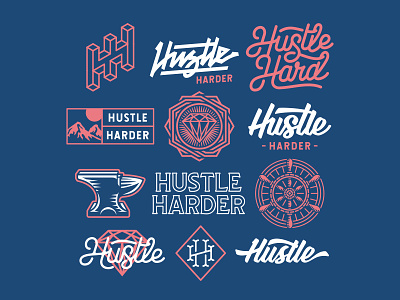 Hustle Harder pt. 2 branding custom type design hustle lettering logo typography vector