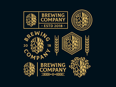 Brewing Logo Template branding brewing craft beer hop cone logo logo design mark retro simple vintage