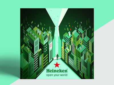 Heineken Open your world design illustration vector
