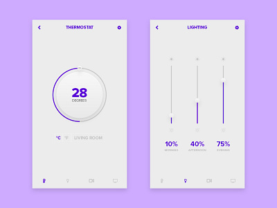 Daily UI Challenge #021 - Home Monitoring Dashboard (1/2) daily challenge entertainment home monitoring dashboard lighting security thermostat user interface