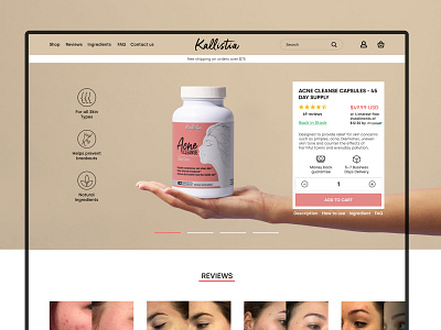 E-commerce product page beauty cart cosmetics design hero image inspiration minimal page product product page shop store ui ux