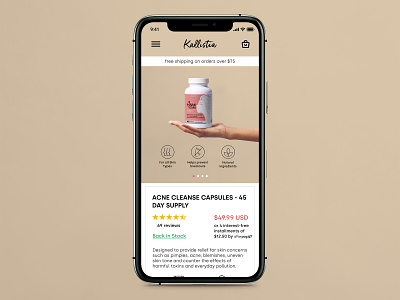 E-commerce product page mobile view