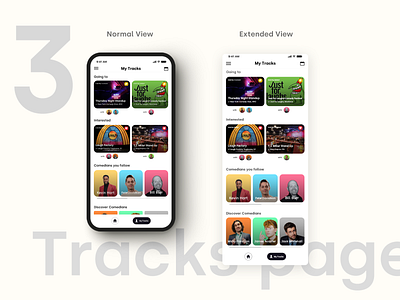 Comedy Shows app my tracks page app comedy design mobile ui ux