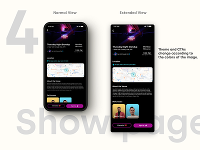 Comedy Shows app show page app comedy design inspiration mobile ui ux