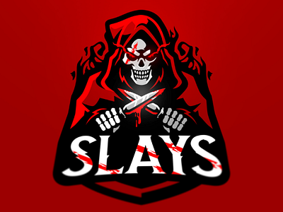 Slays badass branding chanel dark esports gaming graphic illustration logo design logotype mascot reaper skull slays sport stay health stay safe streamer twitchtv youtube