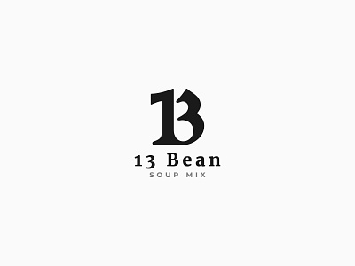 13 Bean - soup mix / logo design, icon, branding 13 bean branding icon lettering logo logo design logotype mark minimalist logo monogram simple logo typography