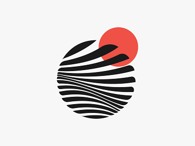 Wave and sun logo concept