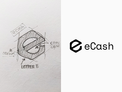 eCash (letter e) - Logo design, icon, branding branding letter e letter e logo lettering logo logo design logotype minimalism minimalist logo modern logo monogram simple logo typography