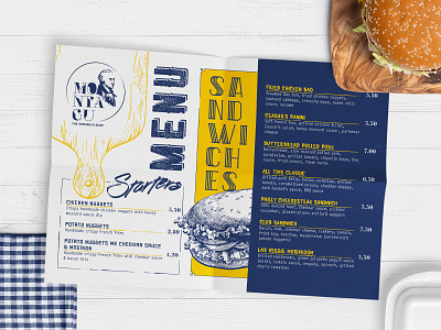 Montagu - The Sandwich Shop - MENU Design branding burger catalogue burger menu catalogue catalogue design creative design detail fast food menu graphic design illustration menu menu design restaurant menu retro retro catalogue sandwich menu street food street food catalogue street food menu vintage menu